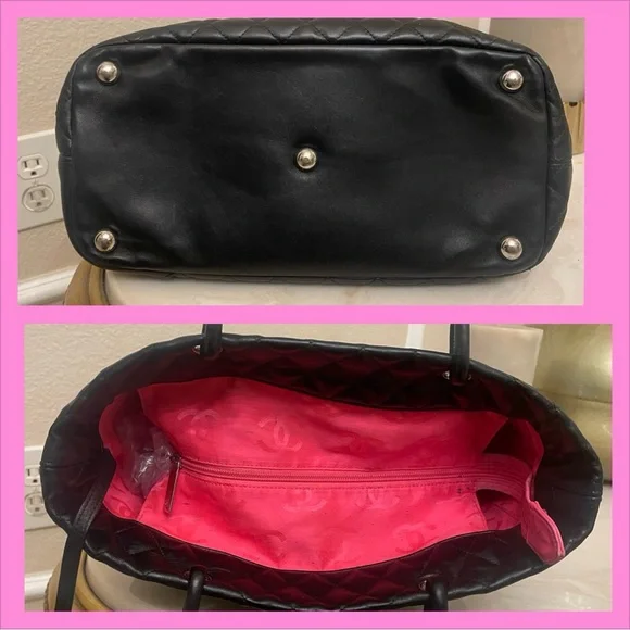 ❤️TRADED❤️Chanel Black cambon shopper tote pink silver dyed painted - Picture 5 of 13